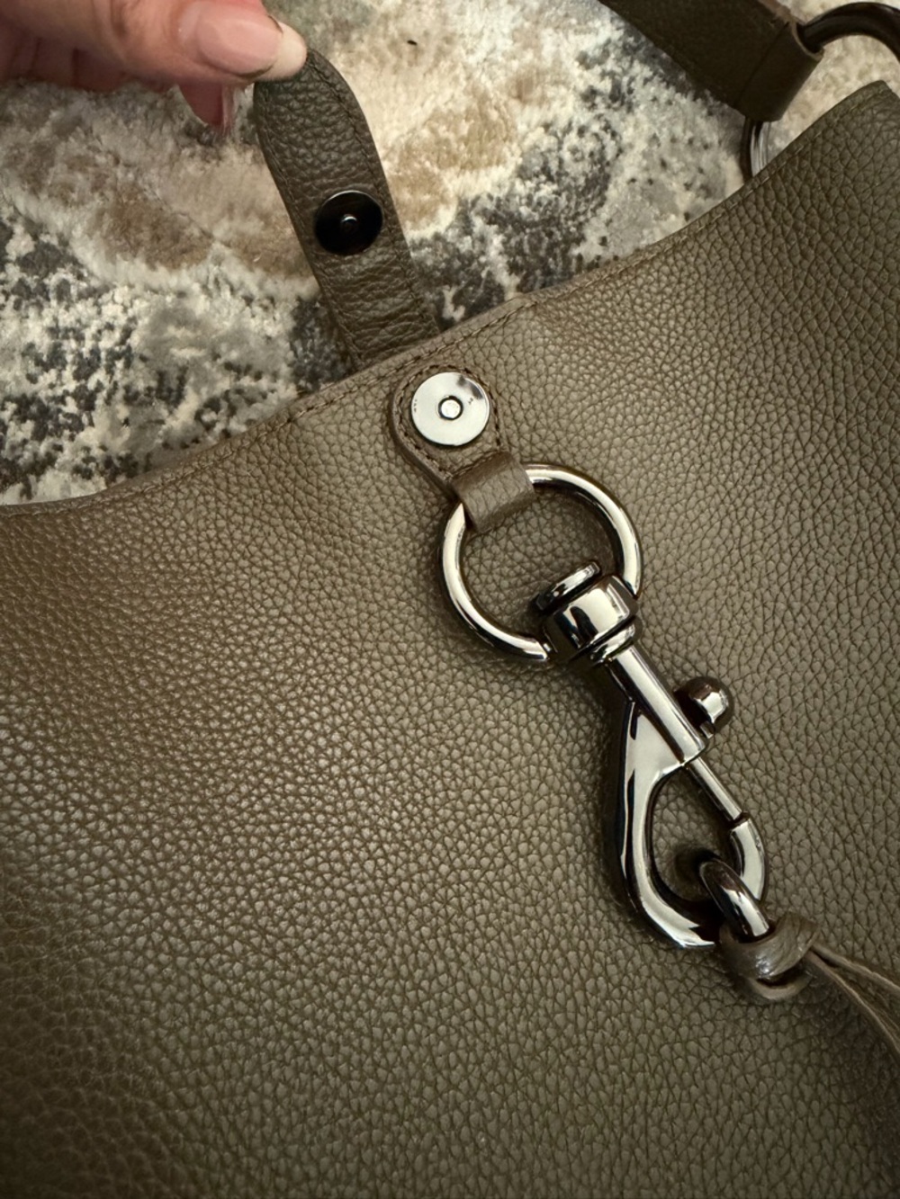 Rebecca Minkoff Classic Pebbled Leather Shoulder Bag in Olive - Picture 3 of 7